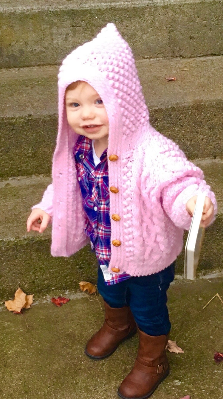 Baby Girl Irish Knit Hooded Sweater