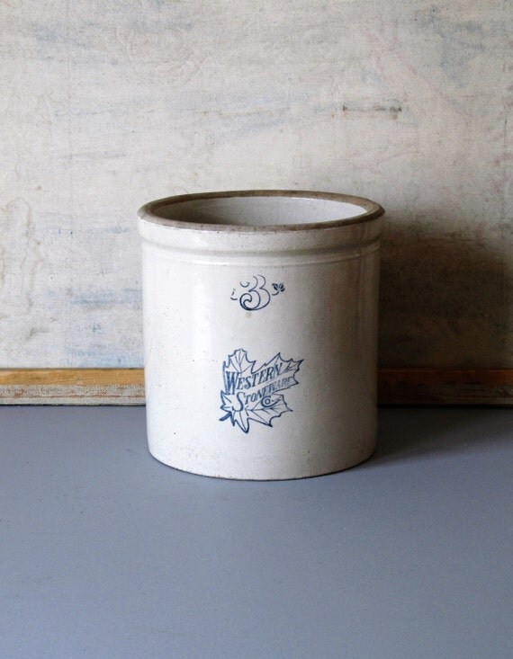 Vintage crock 3 gallon crock Western Stoneware rustic