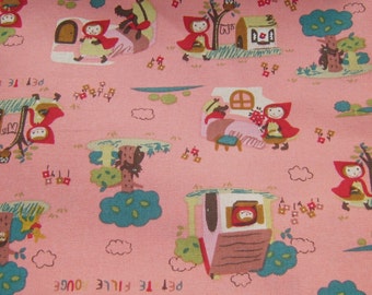 Pink Little Red Riding Hood Cotton Fabric, Fabric By The Yard, Cotton Fabric Kawaii Fabric, Pink Cotton Fabric,Fairy Tale Fabric