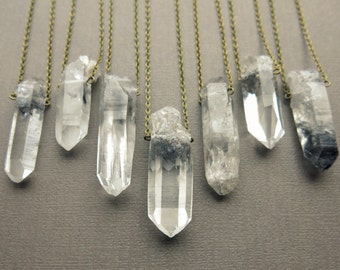 Tibetan Quartz Necklace - Healing Crystal Necklace - Phantom Quartz Necklace - Quartz Crystal Necklace - Raw Crystal Pendant Stone Necklace