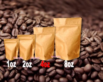 4 Size sample pack Kraft Stand Up Pouch Bags Food Safe Resealable Bags Food PackagingTea Paper Bags,Coffee Favor BagsFoil Product Packaging