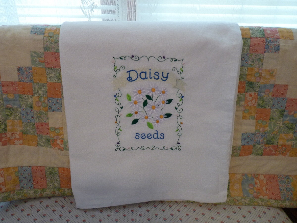 Daisy Seeds Flour Sack Dish Towel