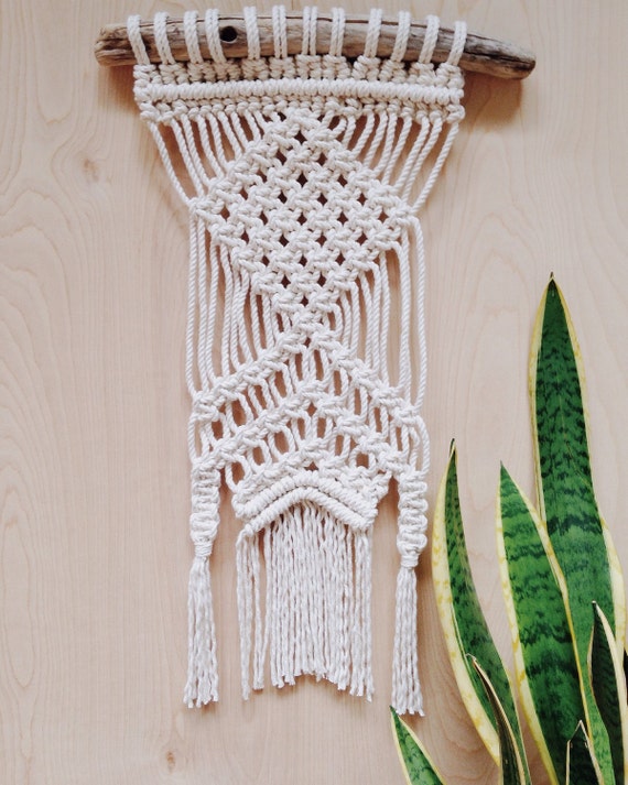 Macrame Wall Hangingon driftwood by ChelseaVirginia on Etsy