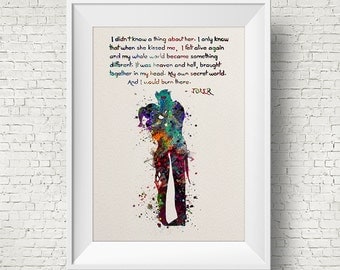 Joker and Harley Quinn Inspired Quote Colorful 1 Watercolor Painting Fine Art Print Art Super Hero Wall Decor Art Home Decor Wall Hanging