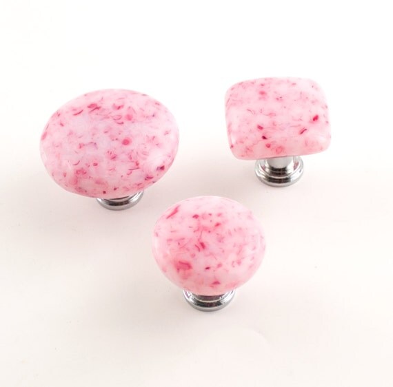 Cherry Blossom Pink Glass Knobs Handles Drawer