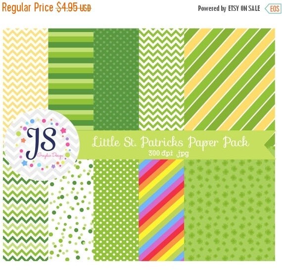 80% OFF - INSTANT DOWNLOAD - Little St Patricks Day Digital Papers for Personal and Commercial Use Il_570xn