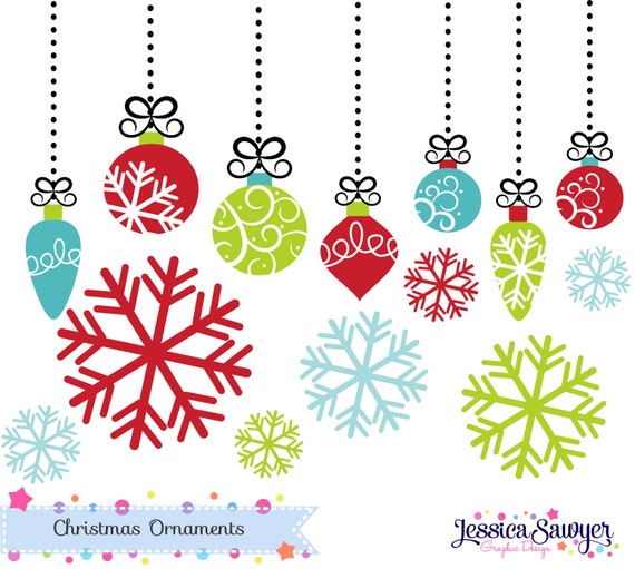 INSTANT DOWNLOAD, bright christmas ornament clipart or christmas decoration clip art for commercial use, cards, invites, design Il_570xn