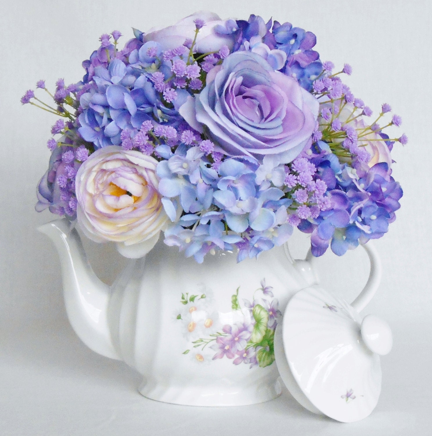 Teapot Silk Floral Arrangement Artificial Flower Arrangement