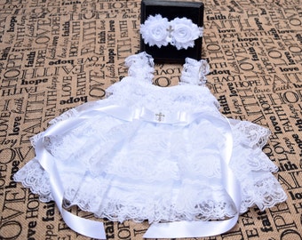 Christening Outfit Girls, Baptism Outfit Girls, Christening Dress, Baptism Headband,Christening Headband, Baptism Dress, Cross Headband,