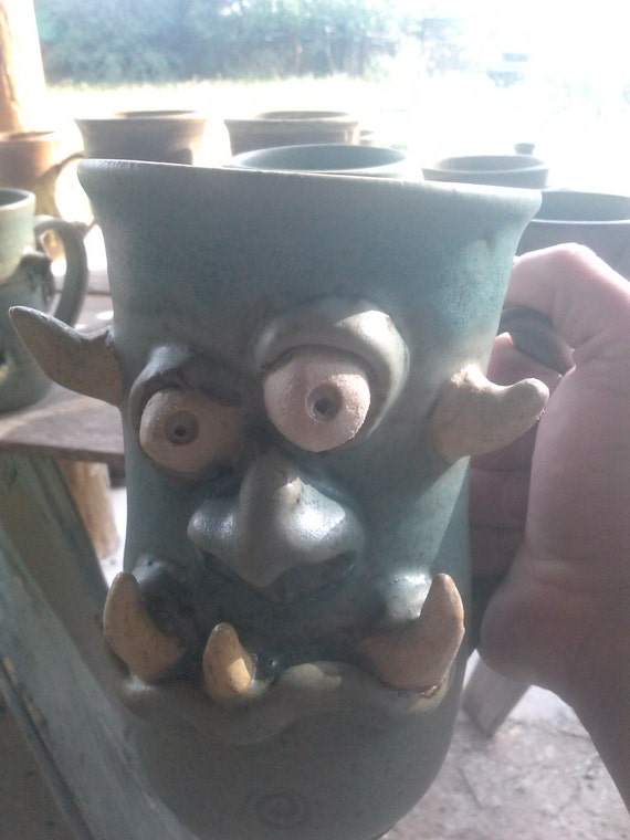 Monster Mugs by CactusfirePottery on Etsy