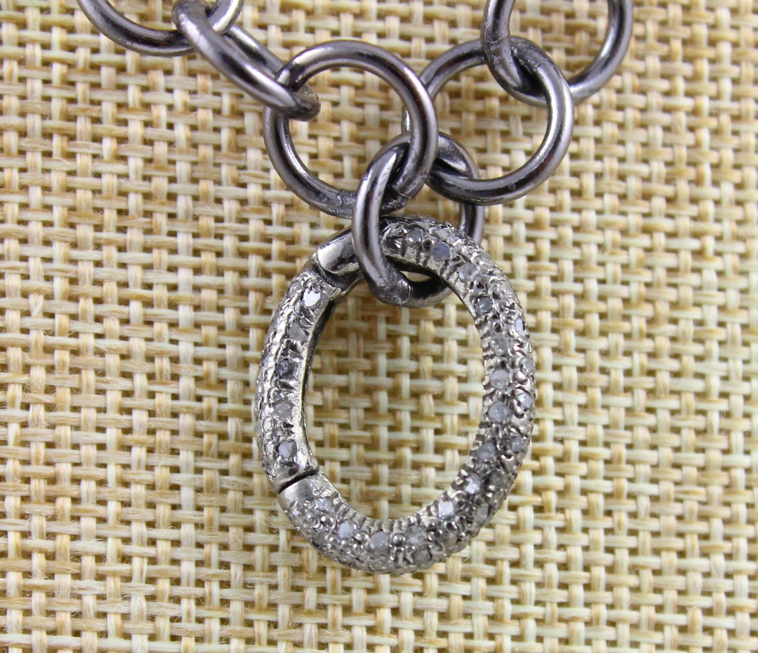 Pave Diamond Lock Pave Snap Lock Diamond Oval Link Pave