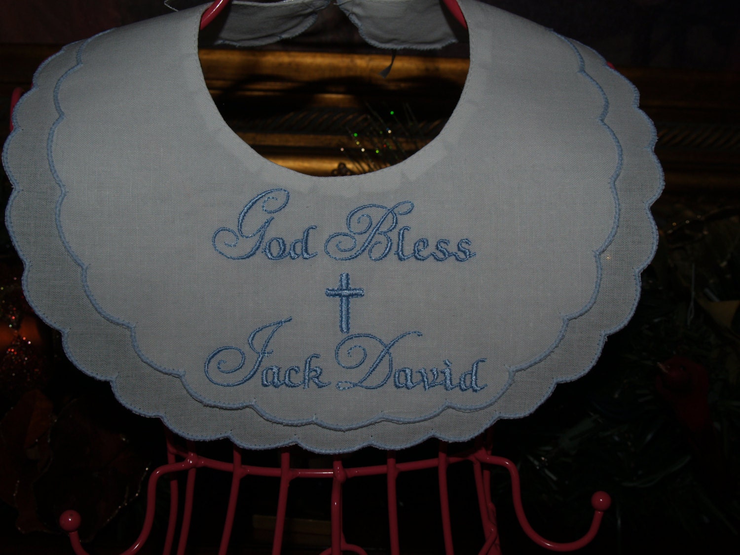 Personalized Baptismal /Christening Bib God Bless