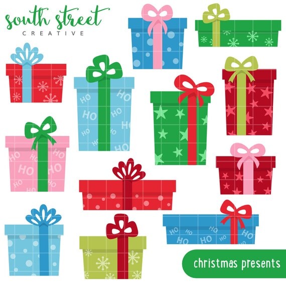 Christmas Presents, Gifts, Box, Cute Clipart, Personal & Small Commercial Use, Vector Clip Art, Instant Download, png, jpeg, eps Il_570xn