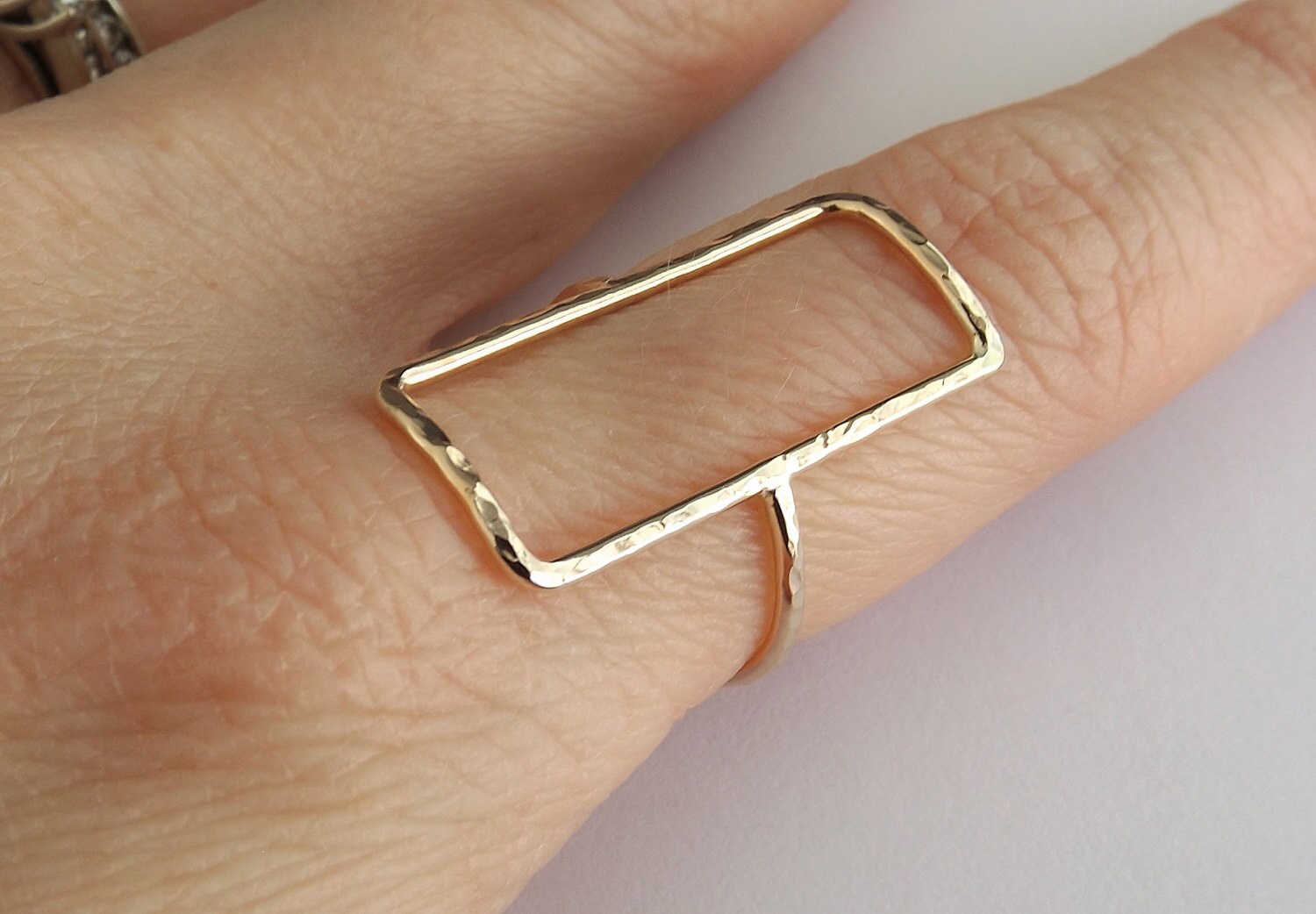 Rectangle Ring Open Rectangle Ring Long Modern Ring Simple