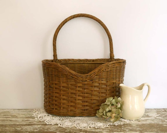 Vintage Wall Basket Rustic Basket for Wall Woven wicker