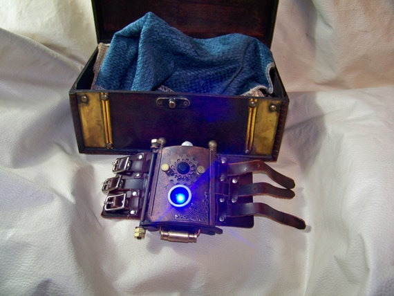 Distressed Steampunk Vortex Manipulator w/Wooden Box by WarFireForge steampunk buy now online