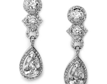 Clip On Wedding Earrings, Clip On Bridal Earrings, Clip On CZ Earrings, Clip On Earrings, Clip On Bridal Jewelry, Clip On Earring ~JE-1163