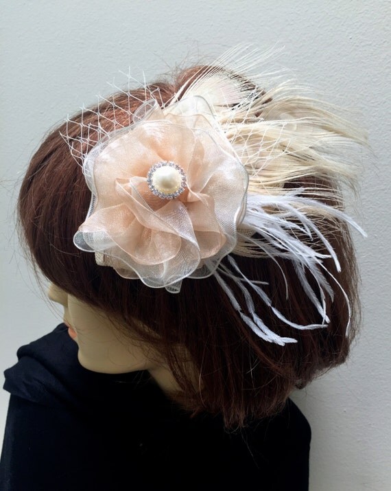 Peacock Bridal Fascinator Champagne Wedding Fascinator