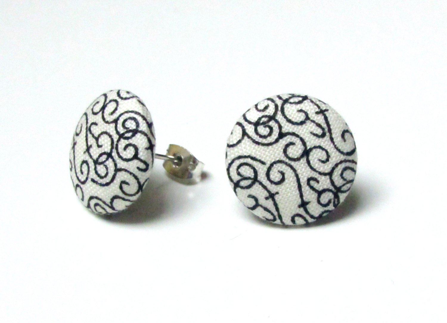 Romantic fabric button earrings bridal by LittleMissXenia on Etsy
