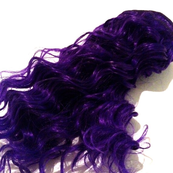 Dark Purple Curly Clip In Extensions Full Set Human Hair