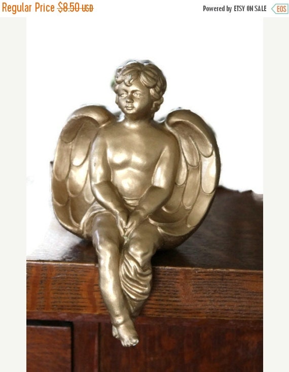 Spring SALE Garden Angel Statue Cherub Gold Angel by RayMels