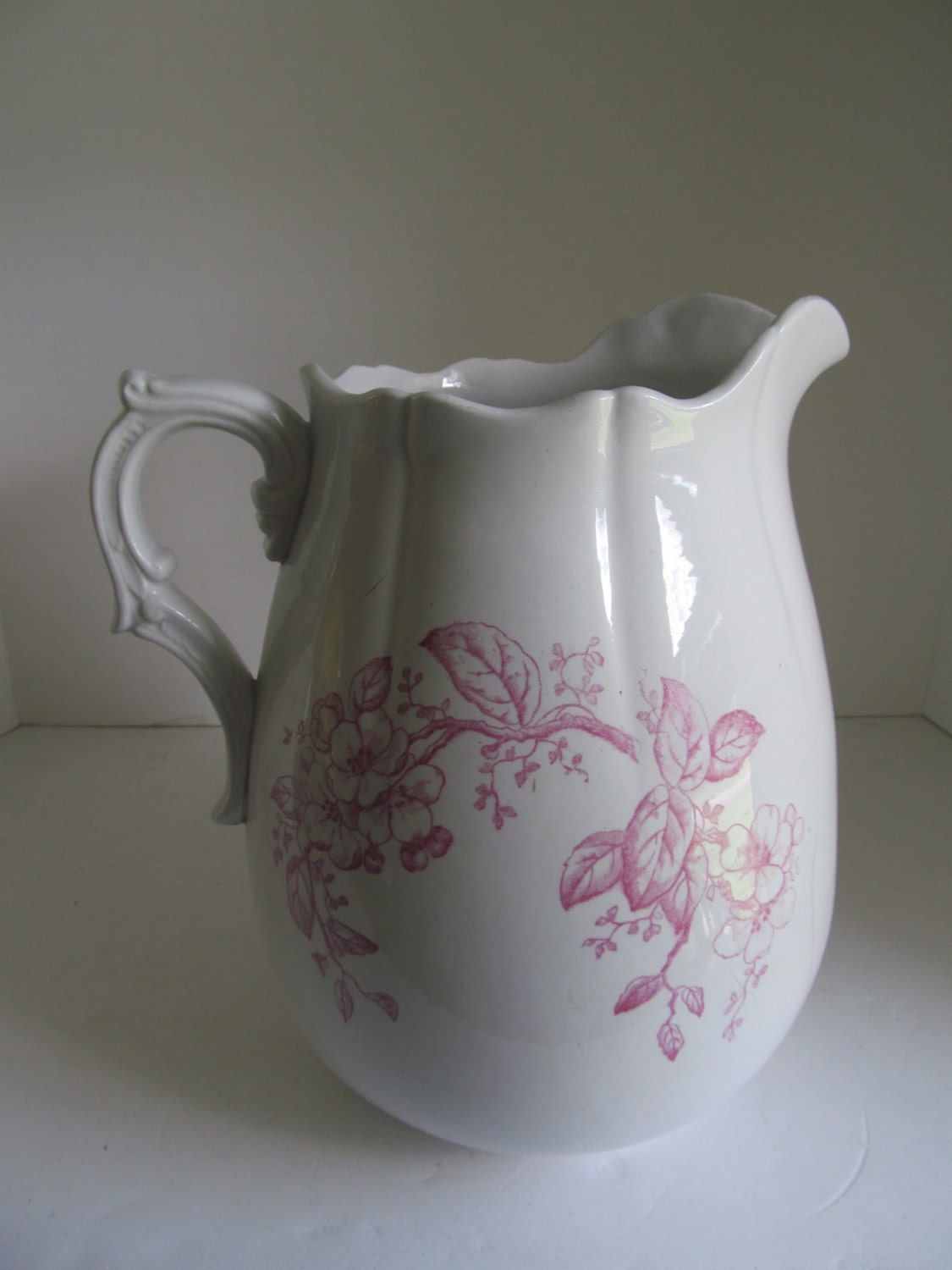 RARE Red Transferware Pitcher Antique Red And White Ironstone   Il Fullxfull.1084996665 M9cy 