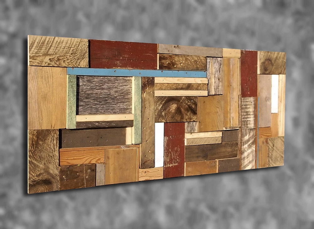 49x22 Wood Collage 1 Random Pieces Barn Board Wall Art