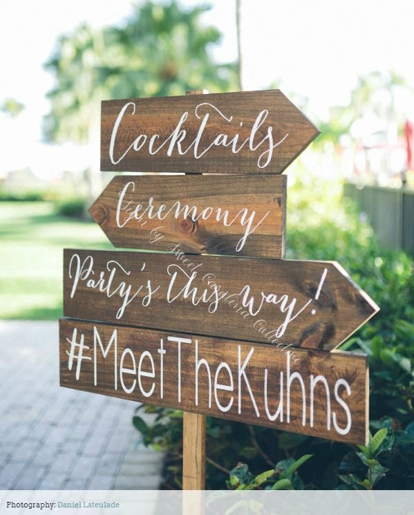 Wood Wedding Directional Signs Set of 4