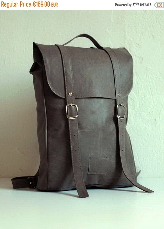 ON SALE Dove colored middle size leather backpack by kokosina