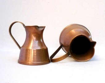 Copper Pitchers,Flower Arranging , Vintage Display, Rustic Decor, Farmhouse Kitchen