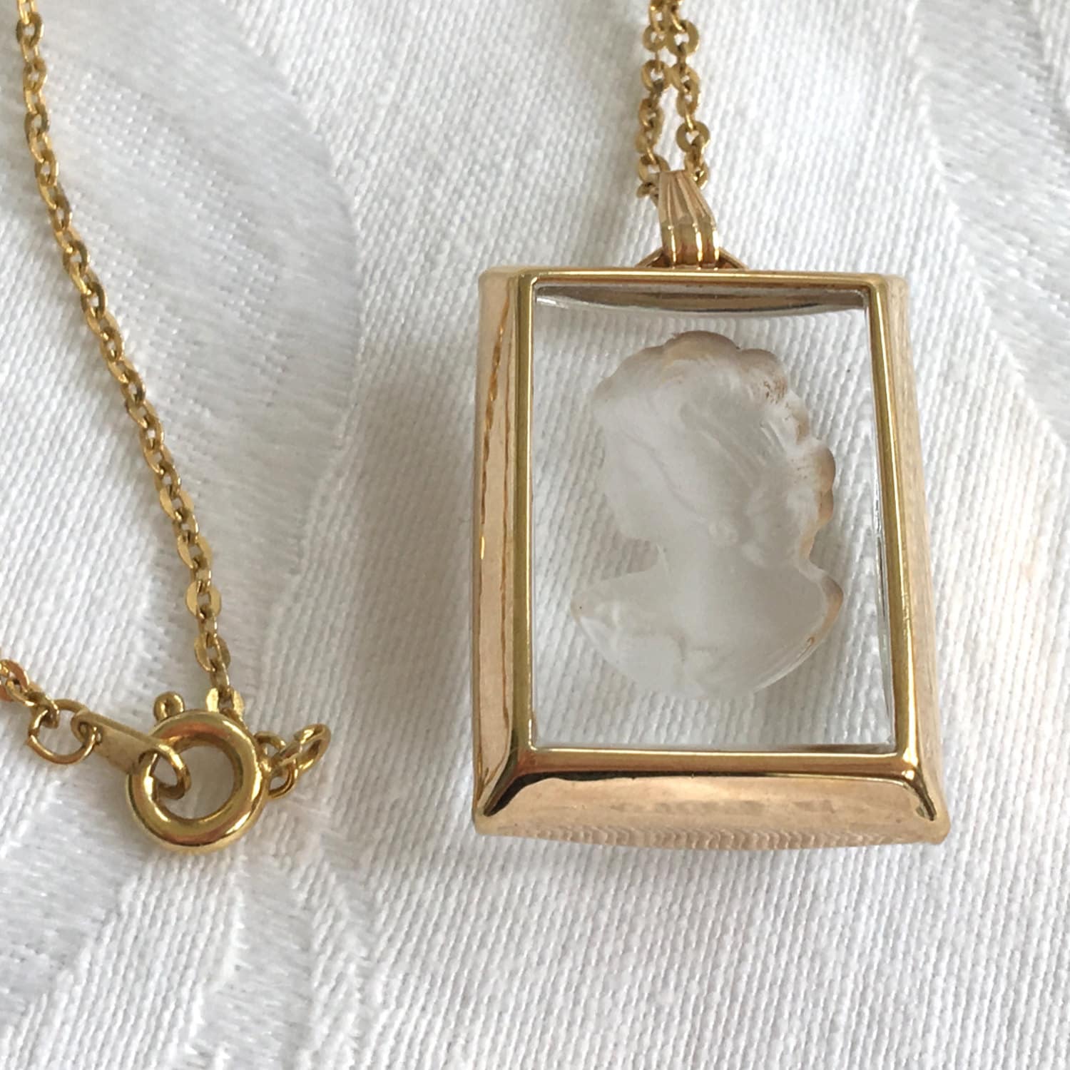 Vintage Cameo Necklace Glass Intaglio by VintageVogueTreasure