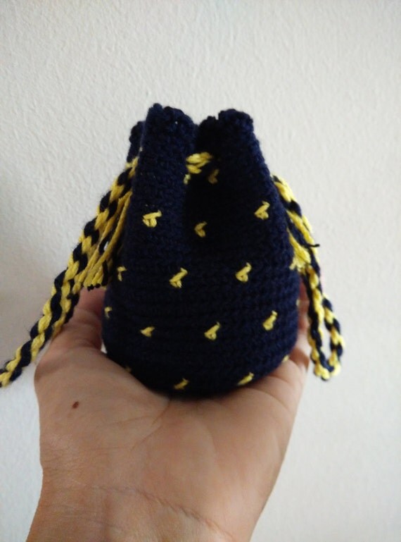 Crochet Mini Drawstring Coin Purse Change Purse Key Pouch.
