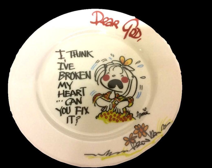 Royal Norfolk Porcelain Plates, Dear God By Anna, Whimsical Religious Wall Hanging Plates, Wall Art