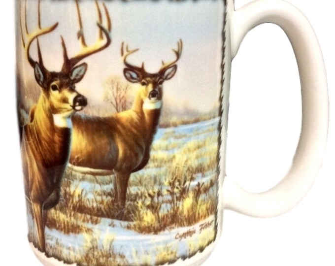 Porcelain Wildlife Coffee Mug Deer Buck Stag HF Coors Made in the USA, Gift for Him
