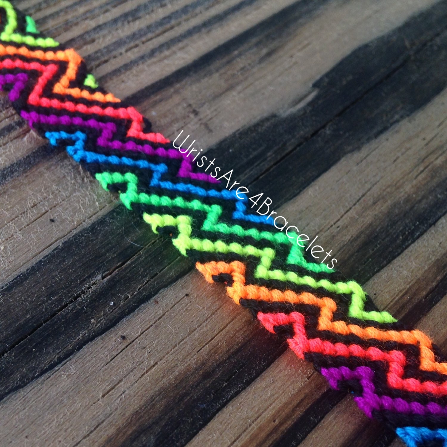  Zig  Zag  Friendship Bracelet  Neon Rainbow by 