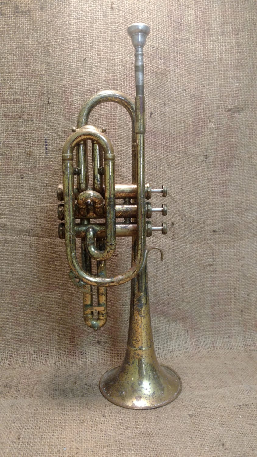 Vintage Brass Trumpet Antique Marching Band Instrument