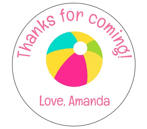 12 Beach Ball Stickers, Summer Birthday, Pool Party, First Birthday, Thanks for Coming, Goodie Bag Stickers, Beach Ball Labels, Summer Label Il_570xn