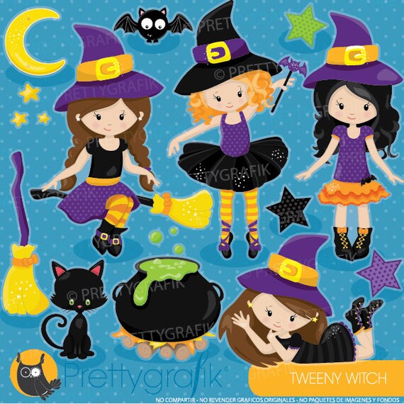 80% OFF SALE Halloween witches clipart commercial use, vector graphics, digital clip art, digital images - CL551 Il_570xn