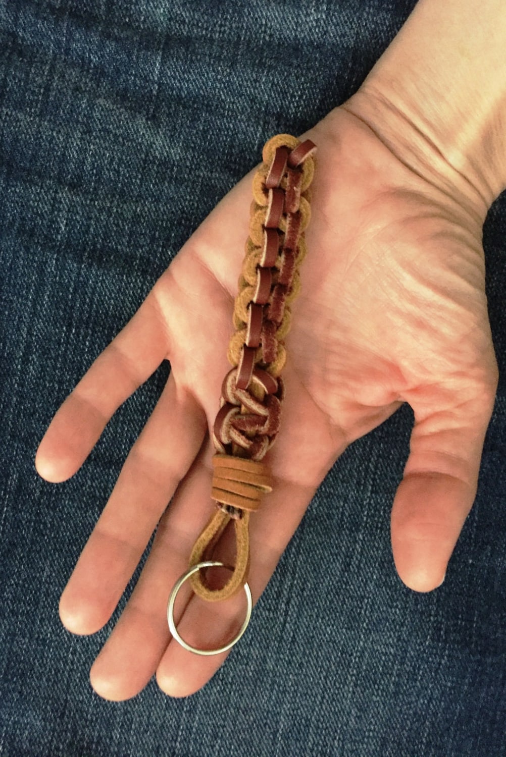 Mens leather keychain leather braided keychain mens stocking