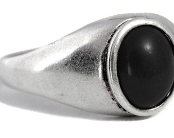 Onyx Mens Ring Silver
