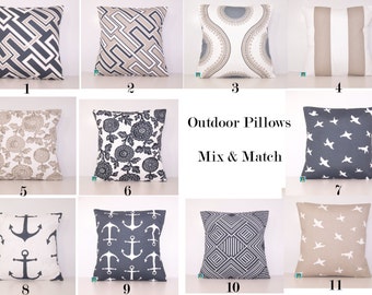 Outdoor Pillow Covers - Charcoal and Tan PILLOW - Lumbar - Various Sizes - Grey Pillow Cover - Accent Pillow - 20x20,18x18,22x22