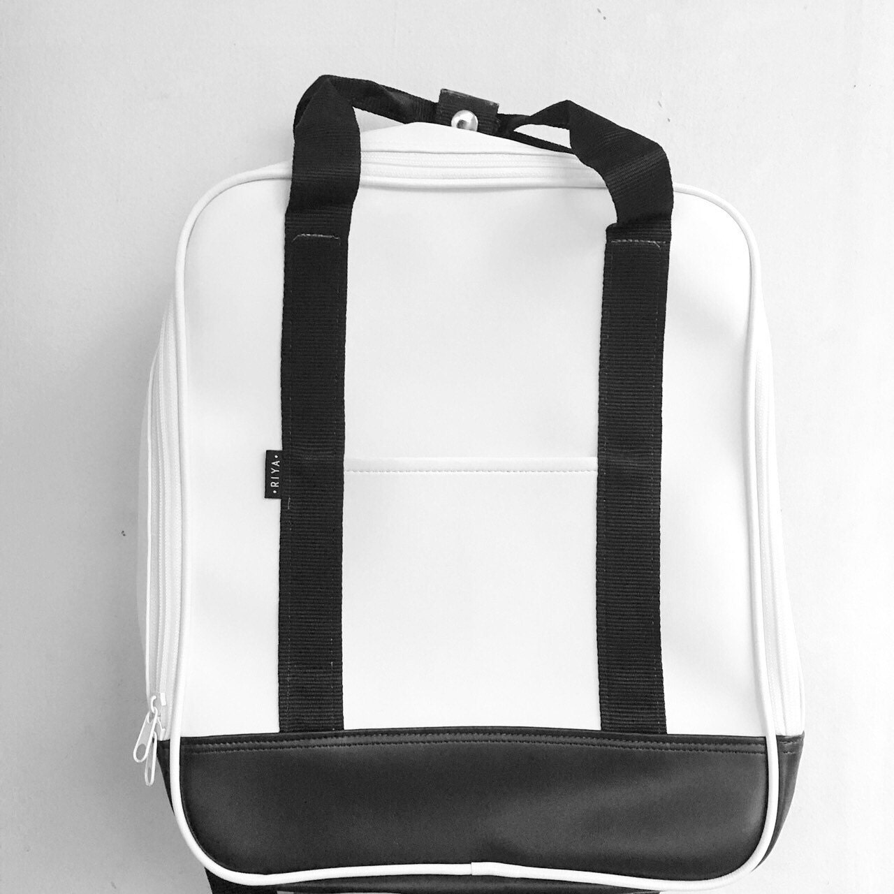 Black & White Leather Backpack Minimalist Rucksack School