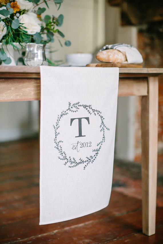 Initial with wreath table runner