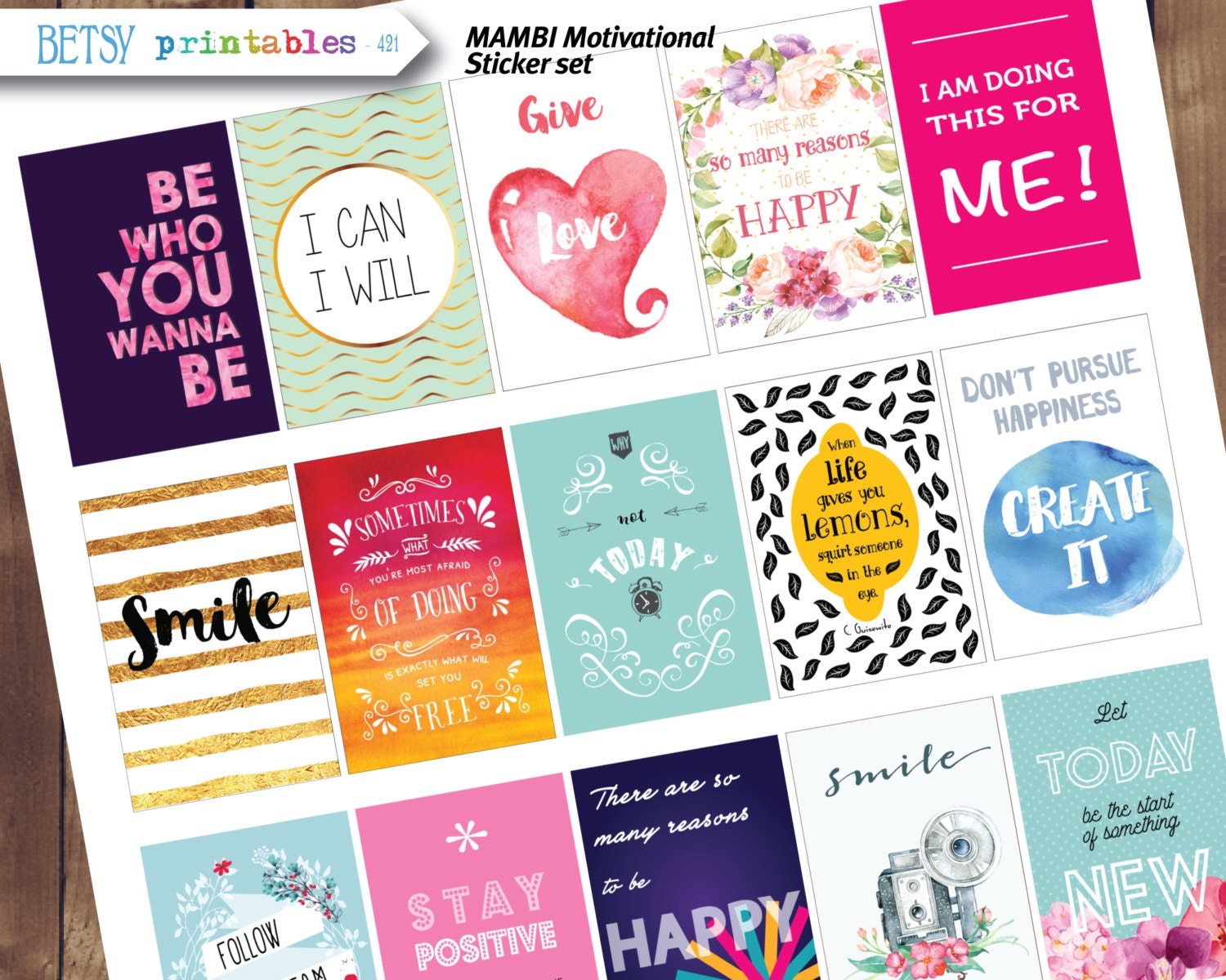 Happy Inspirational And Motivational Printable Sticker Sheet