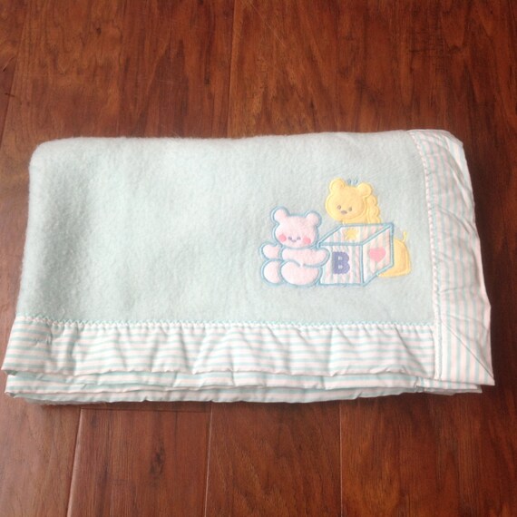 Vintage Baby Blanket Vintage Acrylic Blanket Turquoise