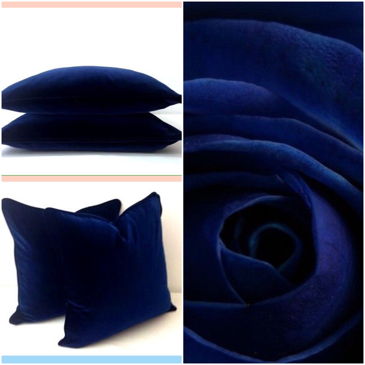 Navy Blue Velvet Throw Pillow Cover 18 by 18 by ...