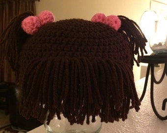 Monsters Inc Inspired Boo Hair Wig Beanie Crochet Hat Halloween photo prop costume baby toddler