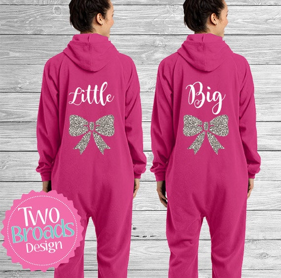 Big Little Sorority PJ's SET of 2 Adult Footie Pajamas