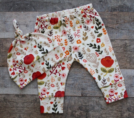 Organic Baby Girl Clothes Fall Floral Baby girl Leggings