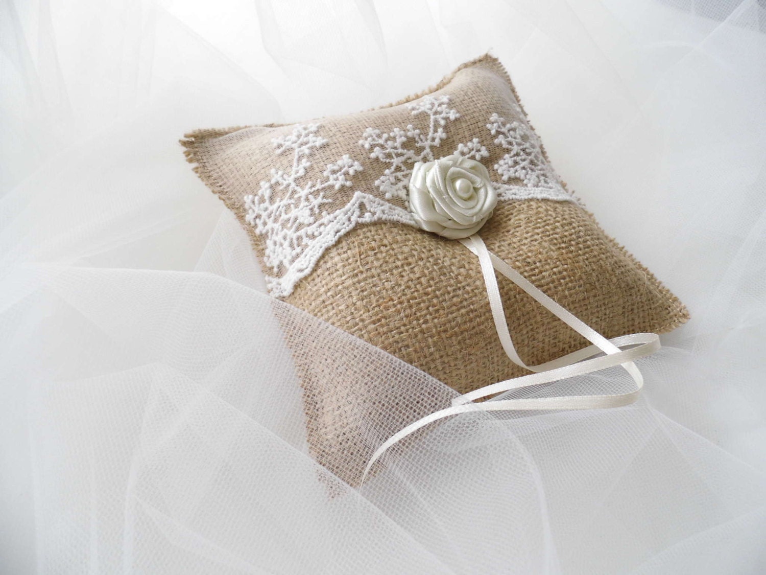 Burlap Ring Bearer Pillow Wedding Ring Bearer Wedding